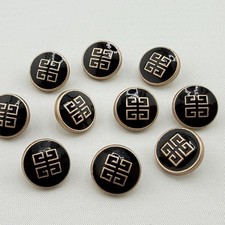 10 SMALL GIVENCHY LOGO BUTTONS GOLD METAL ROUND 11MM picture