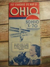Vintage 1937 Ohio Road Map Standard Oil SOHIO X-70 Travel Ephemera RARE Dog Lady picture