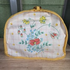 Vintage Floral Flowers Toaster Cover Yellow Corning Ware Grandma Cottage Core picture