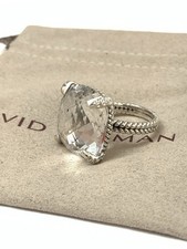 David Yurman Sterling Silver 20mm White Topaz Chatelaine Diamond Ring Size 7 picture