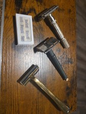 Vintage Razors Lot , Gillette , Gem, Gold Wilkinson Sword With Sticker & Blades picture