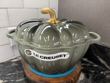 Le Creuset Pumpkin Cocotte Thyme 4 Qt Enameled Cast Iron Dutch Oven NEW NIB picture