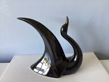Art Deco Black Swan Vintage Ceramic Figurine MCM Great Style picture