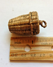 2 Vintage 925 Sterling Silver Sewing Thimbles Wicker  Basket Size 7 Clothes Mend picture