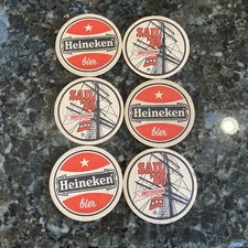 HEINEKEN IMPORTED 4.2 INCH ROUND  BEER COASTER RARE VINTAGE. PRINTED IN BELGIUM picture