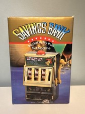Vintage Lighted Slot Machine Coin Bank Winning Light Sound Rocket In My Rolls 7” picture