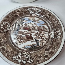 4 Vtg Ideal Ironstone IDE Bros Sleigh Ride Plates Japan Winter Scene 9 inch READ picture