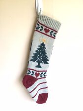 Vintage Russ Berrie & Co Knitted Christmas Tree Heart Acrylic Christmas Stocking picture