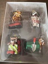 Vintage Mini Glass Dogs Ornaments Department 56 Tiny Trimmings Set of 4 Fire Pup picture