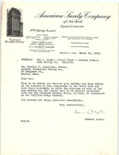 1922 American Surety Co. letter re: Arizona Mining Bond picture