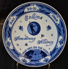 VTG 1969 Royal Delft Apollo 11 Plate First Men On The Moon Delft Blue Plate picture
