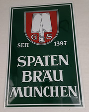 Vintage Spaten Brau Munchen Munich Germany Brewery Porcelain Tin  Sign 24x15 picture