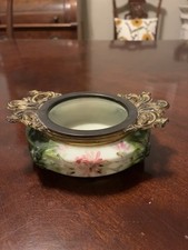 Antique Signed Wave Crest Pin Trinket Dish Brass Handles picture