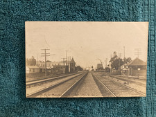 RPPC Bergen NY Railroad Train Depot Signal Tower Roller Mills UDB Posted 1906 picture