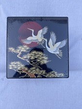 New Black Crane Box Traditional 3 Tiers Stack Container Plastic Made in Japan picture