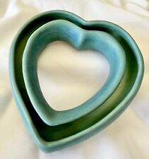 Van Briggle Signed Pottery Heart Shaped Flower Pansy Colo Springs Ming Blue RARE picture