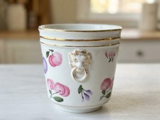 Vintage Japanese Porcelain Plant Pot, Lion Head Decor, Gold Trim picture
