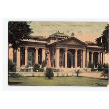 Vintage 1907 Tucson Arizona Carnegie Public Library Postcard Lithograph VG- picture
