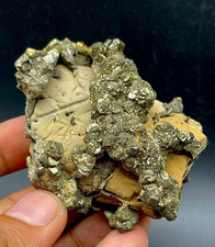 Golden Rainbow Pyrite Crystal Cluster With Matrix Specimen 918 Carats @ Minerals picture