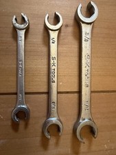 Vntg 3 Pc Set S-K SAE  No. 383 Flare Nut Wrenches,With Original Pouch,EXC Steel picture
