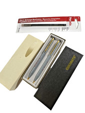 Vtg CHROMATIC Mechanical Pencil & Pen Set Slim Advertising R. BASE Grey picture