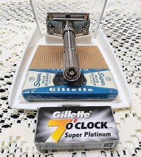 Vintage 1963 i-1 Gillette Slim Adjustable DE Safety Razor w/ original blades picture