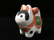 S1729 Vintage Japanese Inu Hariko Lucky Dog Ceramic Trinket Box Kogo Ornament picture