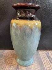 Drip GLAZE Vase BROWN TURQUOISE GREEN BLUE TEAL YELLOW Vintage LARGE Pottery 10