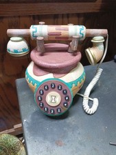 Vintage WMG 2007 Southwestern Novelty Telephone Faux Pottery Resin Push Button picture
