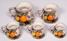 Vtg Arnel's Ceramic 3D Merry Mushroom 5-Piece Measuring Cup Pitcher Set ~READ picture