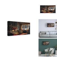 Trademark Fine Art Christmas Morning at the Lodge Wrapped Canvas Wall Art 16x32 picture
