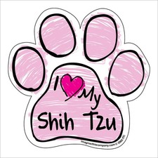 Imagine This Pink Scribble Paw Car Magnet I Love My Dog - Choose Breed picture