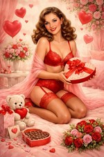 Valentine’s Day Sexy Woman MODERN Postcard Heart Risqué A52 picture