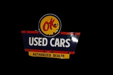 RARE OK USED CARS  PORCELAIN NEON SIGN SKIN LOT OF 2 SIGN picture