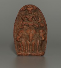 Thailand 1700s Old Antique Buddhist Clay Tsa Tsa Buddha Statue Indra on Airavata picture