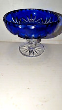 COBALT CUT TO CRYSTAL CHAMPAGNE OR SHERBERT GLASS FOOTED  3 1/8 h X 4