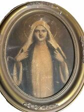 Antique Immaculate Heart Of Mary Portrait Framed 14”X8” picture