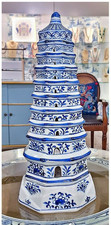 Handmade, Blue & White, Chinese Porcelain Decorative Pagoda.Hand Painted - 17