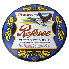 Vintage Peters Ammunition Sign - Firearm Shotguns Shells Gas Pump Porcelain Sign picture