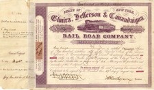 Elmira, Jefferson and Canandaigua Rail Road Co. issued to Jay Gould - 1871 dat picture