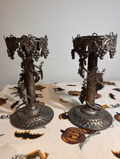 Vintage Studio Silversmiths Ornate Taper/Pillar Candle Holder Grapevine Gothic picture
