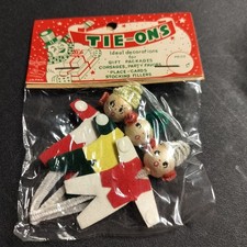 Vintage 1950s Tie-Ons Japan Pipe Cleaner Felt Carolers Christmas Gift NOS picture