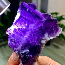 154G Inner Mongolia Natural Fluorite Purple Edged Cube Crystal Mineral Specimen picture