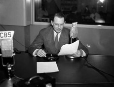 Radio sportscaster Waite Hoyt speaks into a Microphone : April 8 1940s Old Photo picture