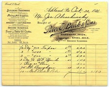 1931 Peter E. Buck & Sons Hardware Billhead, Ashland, PA picture
