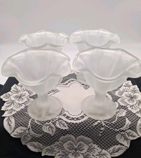 Lot Of 4 Vtg Frosted Dessert Glasses Sundae & Sherbet & Pudding &Jello MCM Italy picture