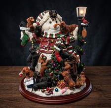 Danbury Mint Dachshund Dog Christmas Snowman Lighted Working *Read picture