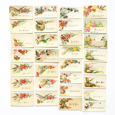 Vintage Victorian Calling Cards ~ Lot of 82 ~ Birds, Flowers, Beach, Hands, Cat picture