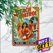 Retro Coastal Lifeguard TV Drama Starlet Wall Decor Retro Metal Tin Sign 8x12 picture