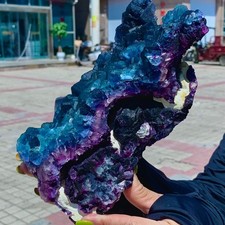 5.62LB Rare Purple BLUE cubic fluorite mineral crystal sample/Zhejiang, China picture